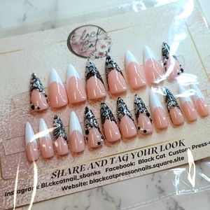 Black Lace French Tip Press-on Nails